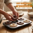thumbnail image 6 of 2-Pack 6-Cavity Nonstick Donut Pans – Deepened Carbon Steel, Oven Safe to 450°F, Dishwasher Safe, 6 of 7