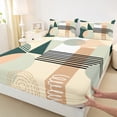 thumbnail image 3 of Homewish Minimalist Geometric 4 Pieces Queen Sheet Sets for Teens Boys Girls,Abstract Stripes Ultra Soft Flat Sheet,Vintage Aesthetic Queen Fitted Sheet,Lightweight Room Decor, 3 of 7