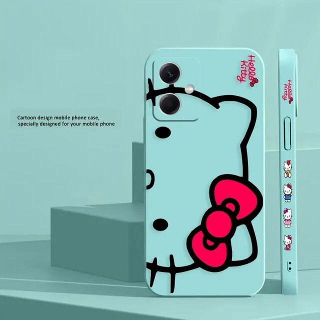Pink Hello K-Kitty Line Cat Phone Case For Redmi Note 12 11 11T 11R 11S 10 9T 8 7 7S PRO PLUS 4G 5G Silicone Case Fundas Shell LXY