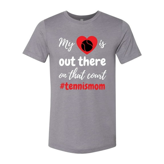 Unisex Adult Fit My Heart Is Out There Tennis Mom Short Sleeve T-shirt-Storm Triblend-medium