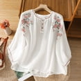thumbnail image 6 of GZWYHT Embroidered Shirts For Women，Cotton Blouses Gauze Tunic Tops Cotton Boho Tops Spring Tops Flowy Bohemian Tunics For Women Linen Blouses For Women Women'S Cotto White XL, 6 of 6