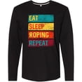 thumbnail image 3 of Inktastic Calf Roping Rodeo Eat Sleep Roping Repeat Long Sleeve T-Shirt, 3 of 5