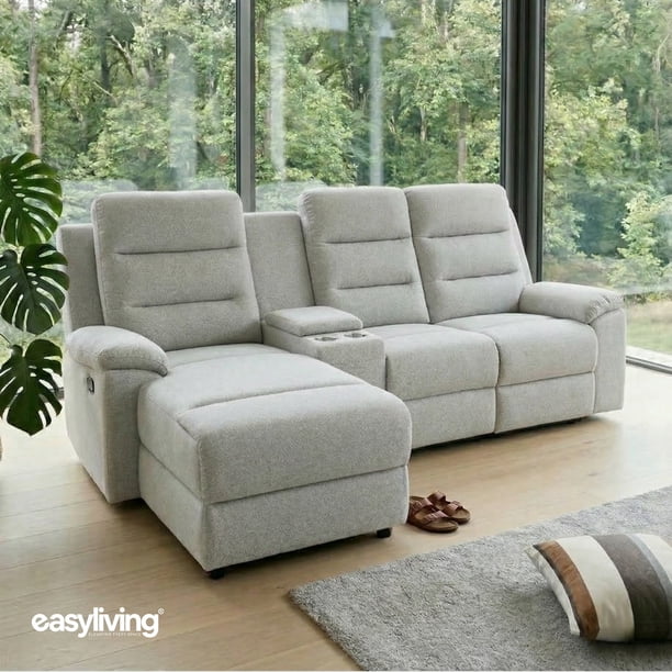 Sala Esquinera Reclinable Easy Living Dubai Gris Claro