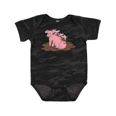 

Inktastic Cute Pig Family Playing in Mud Gift Baby Boy or Baby Girl Bodysuit