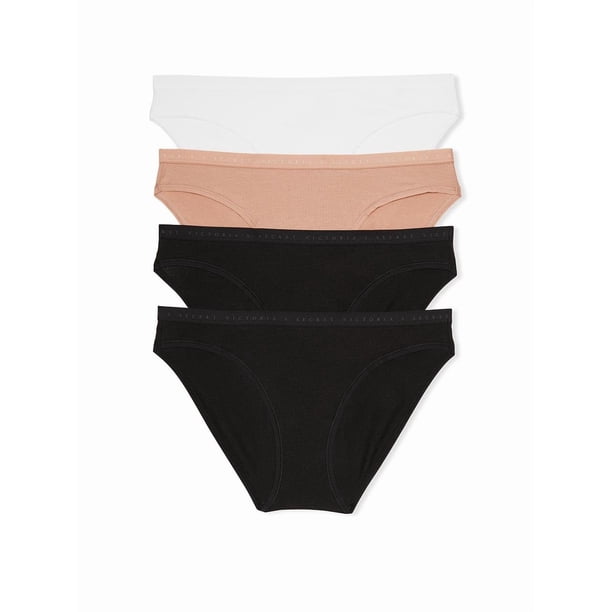 Ropa interior Victoria's Secret, bikini de algodón para mujer, paquete de 4