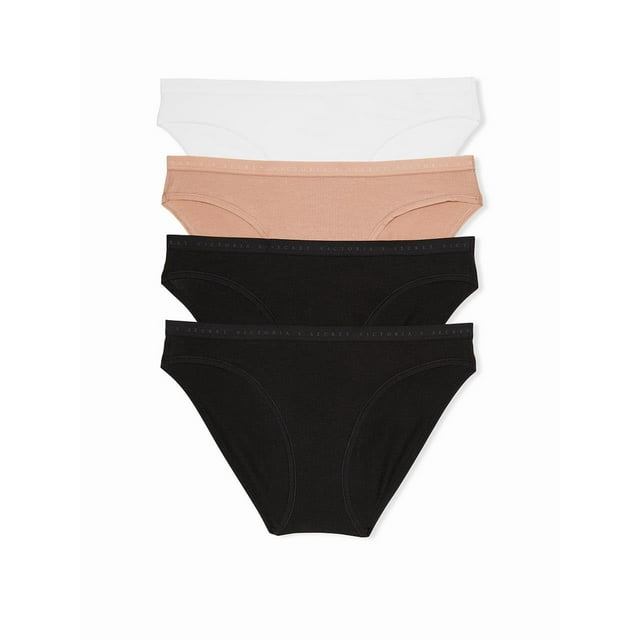 Ropa interior Victoria's Secret, bikini de algodón para mujer, paquete de 4