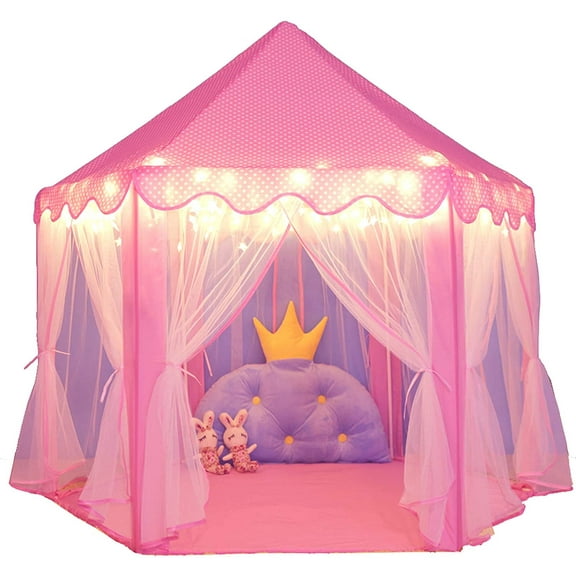 Artrylin Princess Castle Tent for Girls Fairy Play Tents for Kids Hexagon Playhouse Toys for Children or Toddlers Indoor or Outdoor Games (Pink)