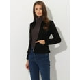 thumbnail image 3 of Chaqueta de gamuza sintética para mujer Abrigo corto de motociclista con cremallera Negro S, 3 of 6