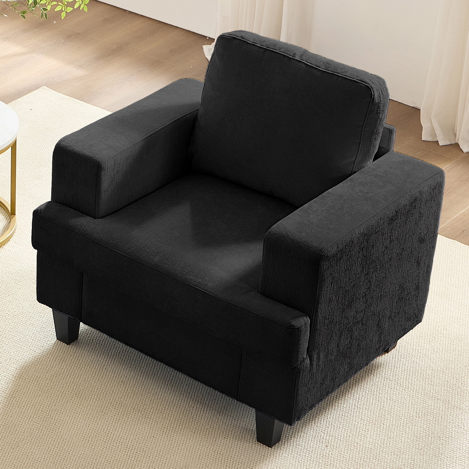 Puremind 3 Piece Living Room Furniture Sets, Modern Chenille Sofa Set for Living Room/Small Spaces, Sofa, Loveseat and Armchair, Dark Gray