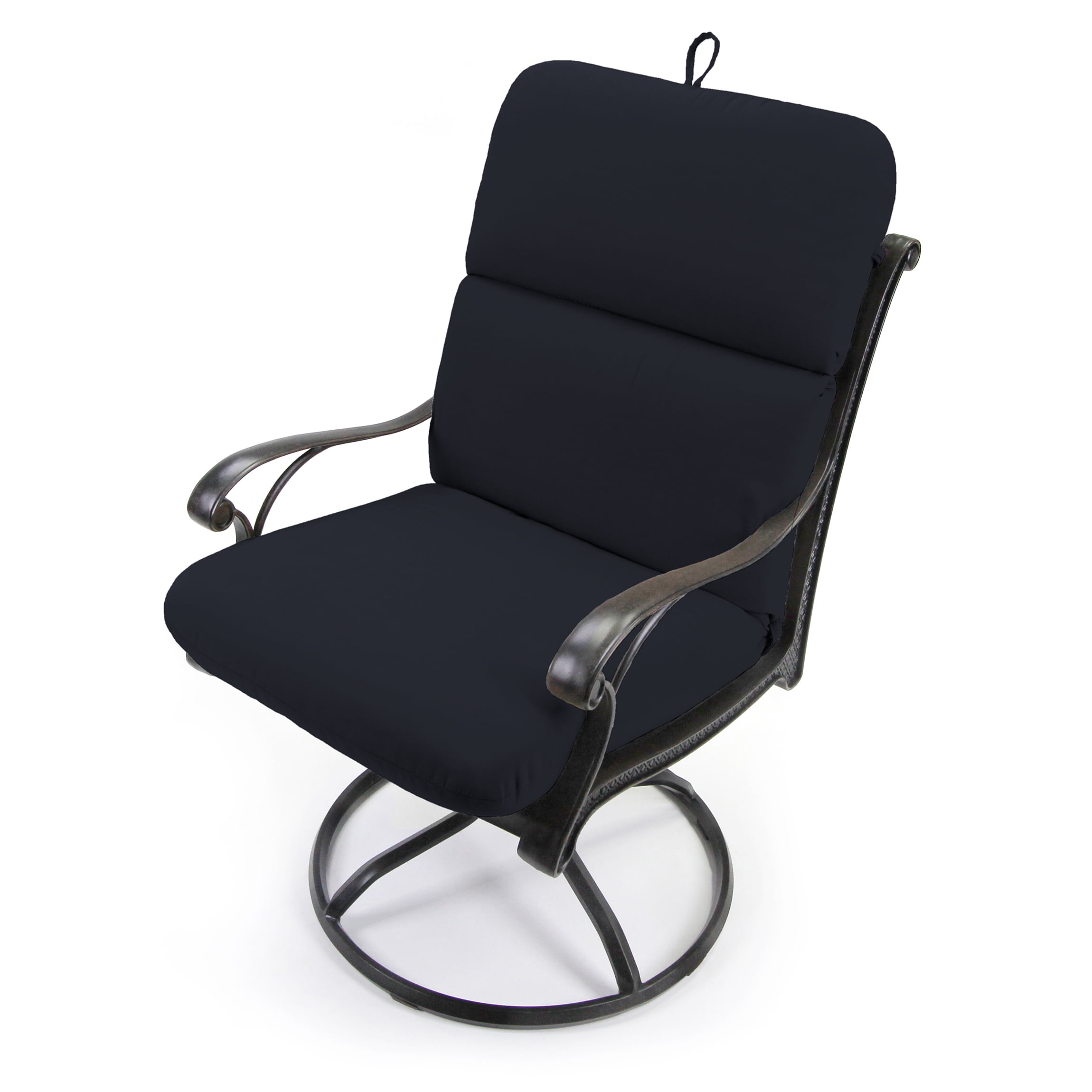 Jordan Manufacturing 45" x 22" Veranda Navy Solid Rectangular Outdoor Chair Cushion with Ties and Hanger Loop