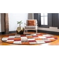 thumbnail image 4 of Unique Loom Collection Automne Tapis Rond à Damier Moderne, 8 Pieds, Multi/Beige, 4 of 10