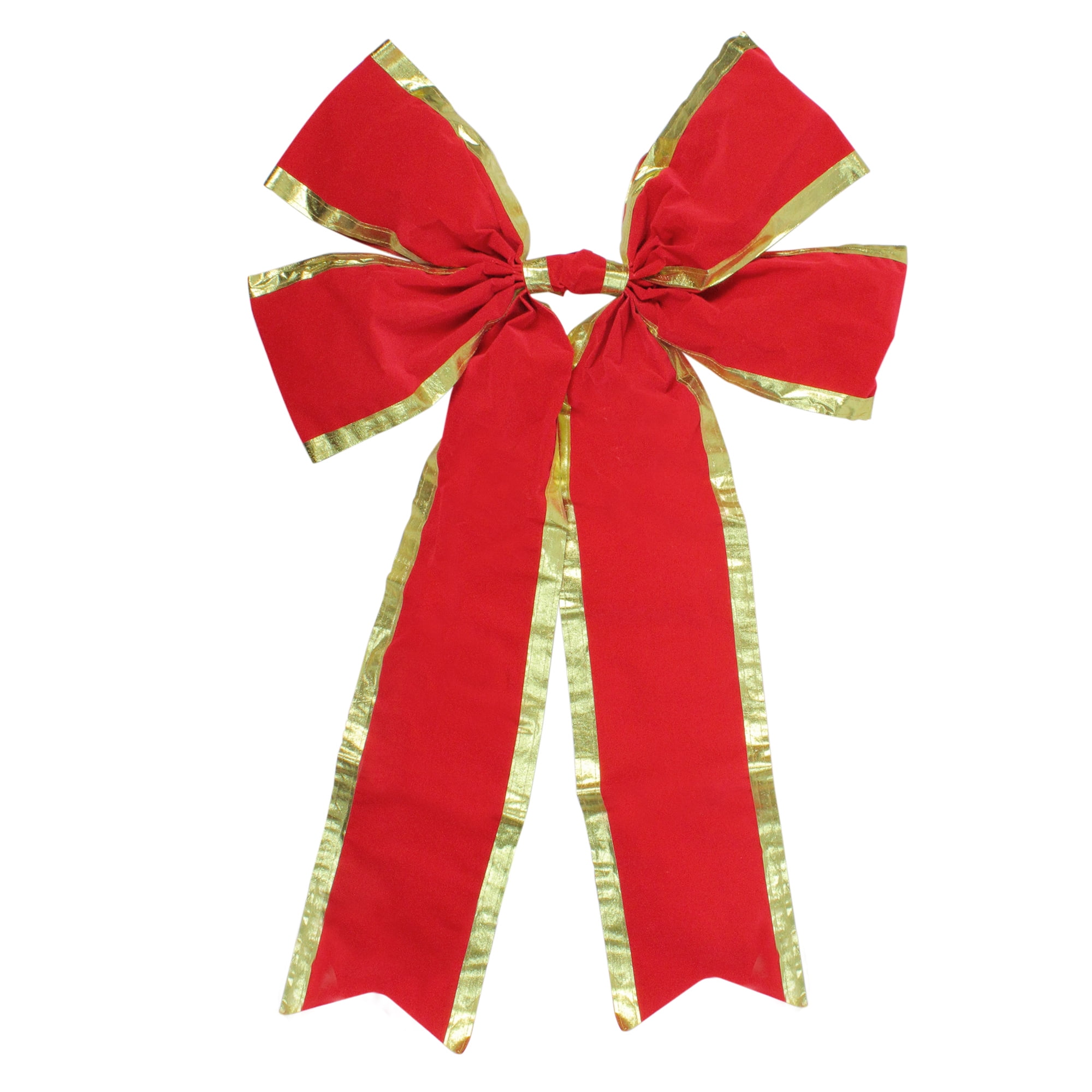 24" x 38" Red 4Loop Velveteen Christmas Bow with Gold Trim