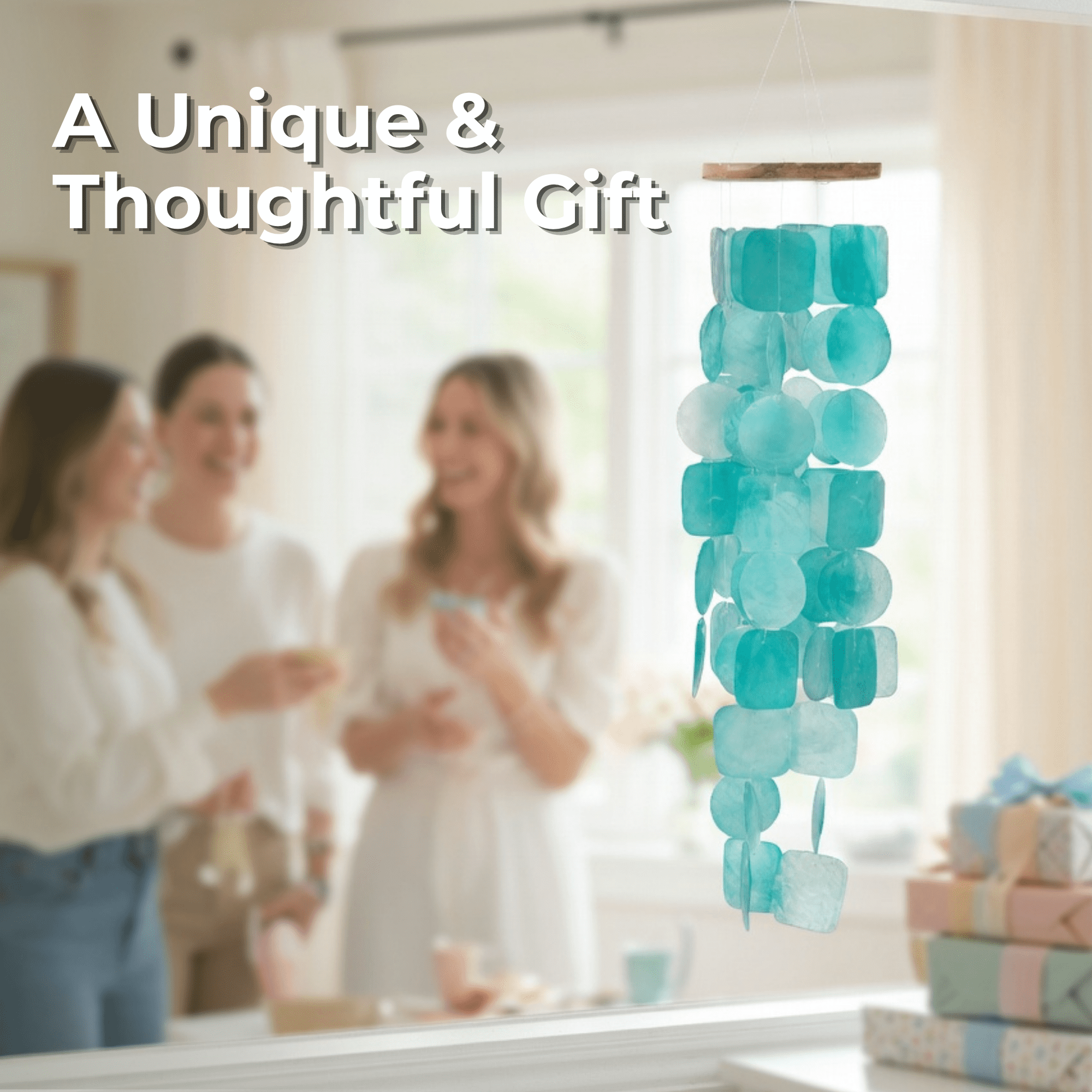 Solange & Frances Handmade Capiz Wind chimes for Outside, Mother's Day Gift Ideas