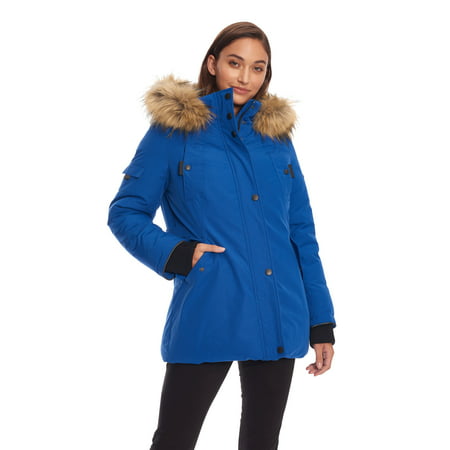 Alpine North Womens Vegan Down Parka, Cobalt Blue Ladies Winter Coat