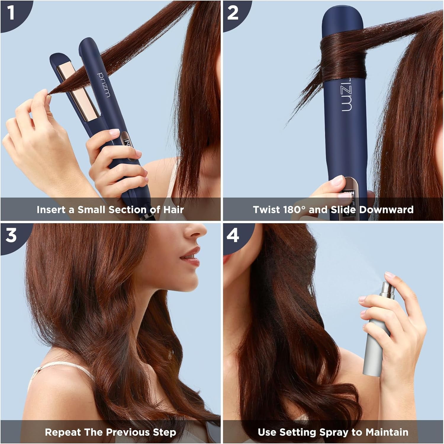 Prizm 2 in 1 Hair Straightener Curler 1.25 Inch Ceramic Flat Iron Fast Heating LCD Display Auto Shut Off Ionic Hair Care Suitable for All Hair Types Walmart