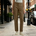 thumbnail image 2 of Inleife Women Solid Straight Leg Cargo Pants Zipper Button Closure Multi Pocket Outdoor Casual Utility Long Trousers, 2 of 6