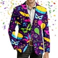 thumbnail image 2 of QSAWXQZ Men's Carnival Corduroy Print Blazer Long Sleeve Lapel Button Down Fancy Dress Party Jacket Festival Coat with Pockets S, 2 of 5