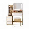 thumbnail image 1 of Makeup Vanity Desk with Lights, 23.6" x 25.8" HD Lighted Mirror, Vanity Table with 3 Color Modes, 1 of 6