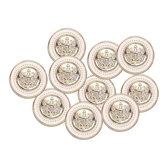 10pcs 34L Gold White Faux Pearl Buttons 21mm 7/8" Dia 0.37" Thick Plastic Round Sewing Button Replacement Craft Fastener for Coats Clothing DIY Crafts Style L