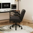 thumbnail image 2 of FLEXISPOT 25.8" x 22" Wide Desk Chair, 4.7" Thick Crisscross Chair with Flip-up Armrest, Leather Seat, Black, 2 of 6
