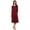 Burgundy, variant on Women's Relaxed Fit 3/4 Sleeve Round Neck Jersey Knit A-Line Solid Maxi Dress