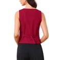 thumbnail image 3 of Chaleco sin mangas de botón y cuello en V para mujer INSPIRE CHIC, color rojo profundo, talla XL, 3 of 6