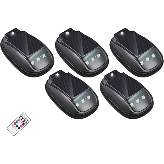 Solar Car Roof RGB Strobe Light with Remote Control, Wireless LED Strobe Lights with Remote Control, 8 Colors, Smart Sensing Marker Light for Motorcycle, Vehicle, Truck Use, Night Driving (5pc)