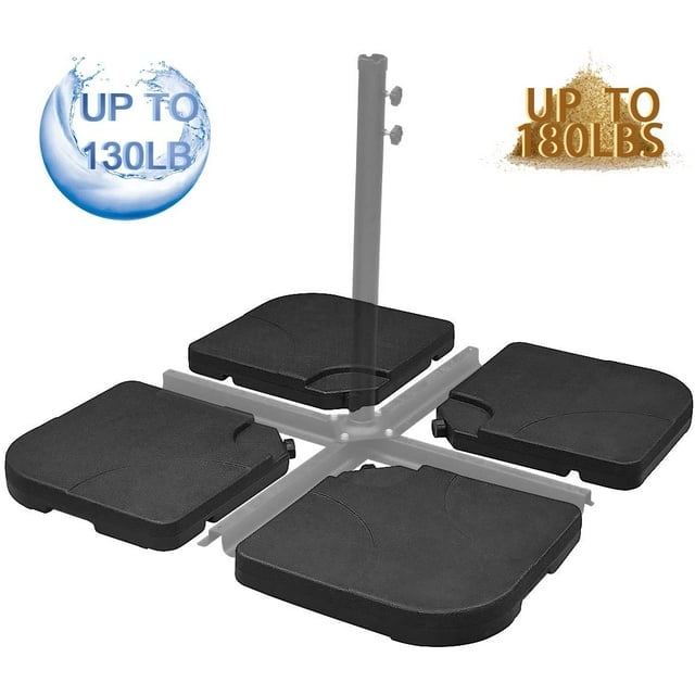 VTOY 4-Piece Cantilever Offset Patio Umbrella Base Stand, Fills Up to 160lbs Sand or Water Square Patio Umbrella Stand Black