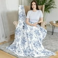 thumbnail image 5 of Blue and White Floral Throw Blanket, Fuzzy Soft Cozy Flannel Blanket for Home Bed Sofa Couch Chair, Decorative 50 x 60 Inch Blanket, 5 of 5