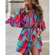 thumbnail image 2 of Autumn Summer Ruffled Dress Women Fashion Print Bat Sleeve V-neck Ruffled Mini Dress WomenL Gao Jinjia LED, 2 of 2