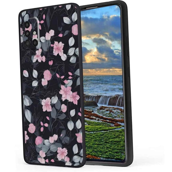 Compatible with Samsung Galaxy A71 4G Phone Case, Pink-Flowers-4 Case Men Women, Flexible Silicone Shockproof Case for Samsung Galaxy A71 4G