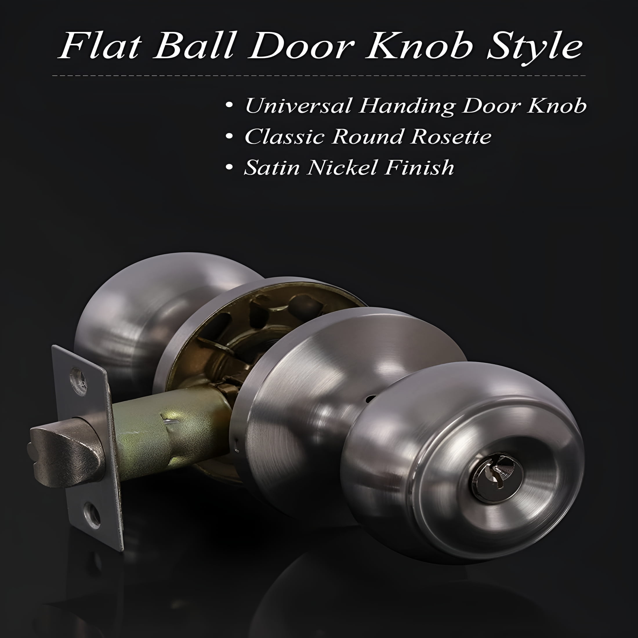 TALENO 2 Pack Entry Door Knob with Lock and Keys All Alike,Exterior/Interior Door Handles for Bedroom or Bathroom,Satin Stainless Steel Door Knobs for Front Door