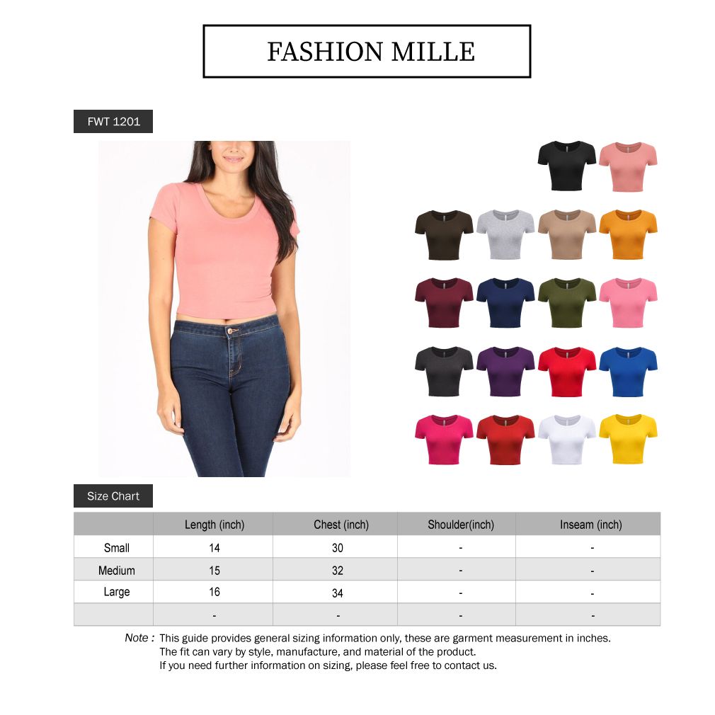 Women's Casual Slim Fit Short Sleeve Crew Neck Basic Crop Top T Shirts ...