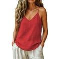 thumbnail image 5 of Linen Camisole Tops for Women Linen Undershirt Loose Tank Tops Linen Shirts for Women Gauze Tank Tops Womens Tank Tops Loose Fit Workout Tank Tops Woman Red M, 5 of 6