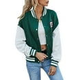 Womens Varsity Jacket Baseball Uniform Casual Long Sleeve Sport Bomber