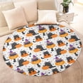 thumbnail image 4 of Halloween Black Cats with Pumpkins and Witch Hats Round Blanket,Comfortable Soft Flannel Throw Blanket,All Season,Warm Lightweight Blankets for Sofa Bed Couch Living Room Chair 60"x60", 4 of 5
