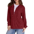 thumbnail image 4 of Sweaters for Women Long Sleeve Zip up Hoodies Ribbed Hooded Sweatshirts Loose Casual Cardigan Jackets with Pocket, 4 of 6