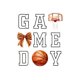 thumbnail image 3 of 1pc Women'S Casual Basketball Game Day Printed T-Shirt, Round Neck Short Sleeve, Knitted Polyester Fabric, Geometric Pattern, Comfortable Sporty Tee for All Seasons, 3 of 8