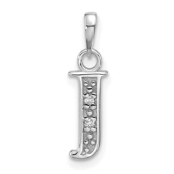 14k White Gold Diamond Letter J Initial Pendant Necklace Measures 19mm Long Jewelry for Women
