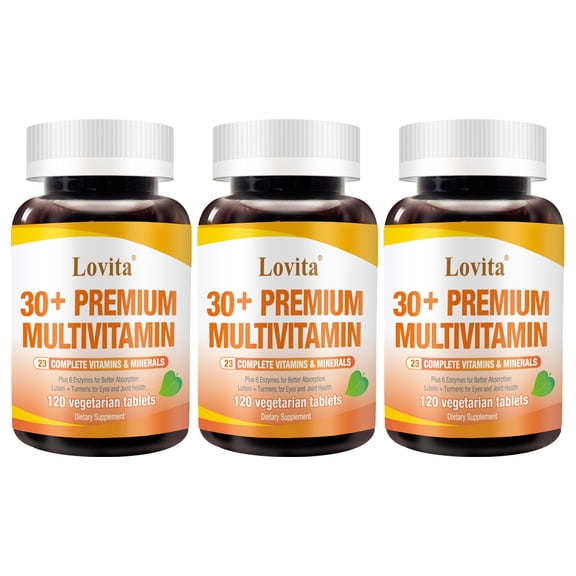 Lovita 30 Vitamins and Nutrients Premium Multivitamin for Adults 30 | 120 Vegetarian Capsules (Pack of 3)