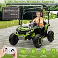 thumbnail image 3 of 2 Seater Ride on Car w/Sun Shade, Kids Electric Vehicles w/Remote Control, 24V 7AH Off-Road Electric Truck, UTV with LED Lights, Music Player for 3+ Kids, 3 of 7