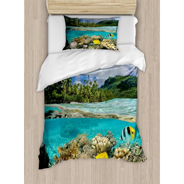 Island Twin Size Duvet Cover Set, Pacific Ocean French ...