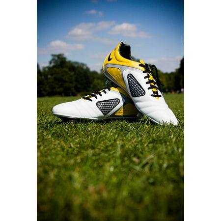 Canvas Print Grass Football Boots Field Sport Team Shoes Park Stretched Canvas 10 x