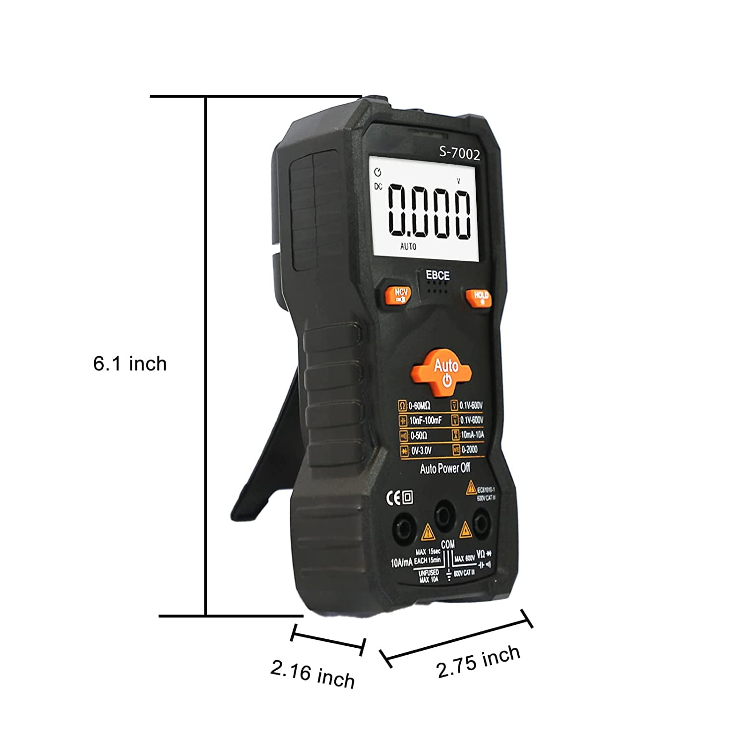 APOLLOLIFT 6000 Counts TRMS Digital Multimeter, Auto-Ranging Ohmmeter Voltage Tester with NCV Function for Measure Voltage Current Resistance Diodes Continuity, Black