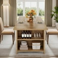 thumbnail image 5 of Tribesigns 63" Farmhouse Dining Table with Storage, Rectangular Wooden Dinner Table, Fit for 2-4 People, Rustic Brown, 5 of 8