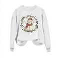 thumbnail image 6 of Oalirro Christmas Sweatshirts for Women Long Sleeve Graphic Dressy Womens Top Merry Christmas Snowman Print White Round Neck Top, S, 6 of 6