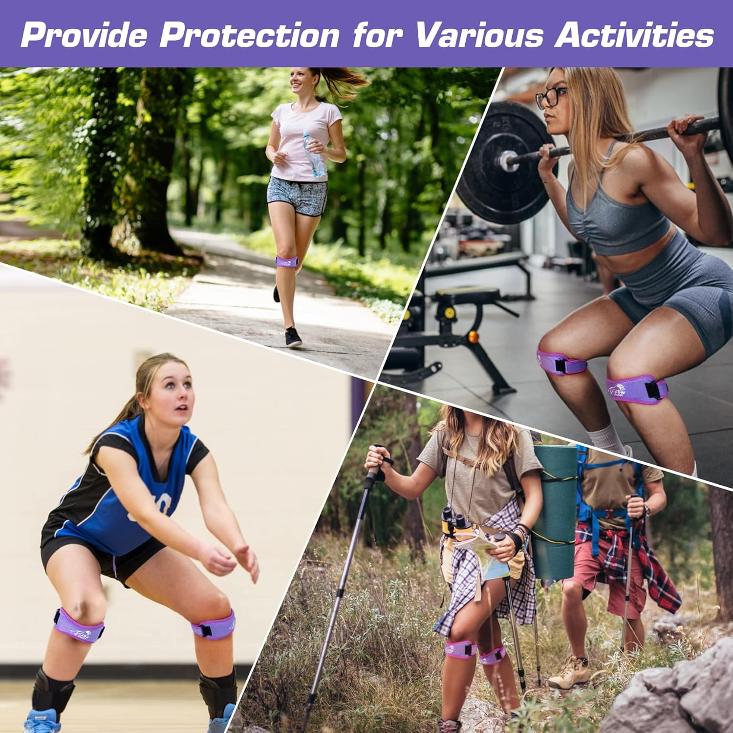 Embroidery Patellar Tendon Support Strap 2 Pack, Knee Pain Relief & Patella Stabilizer Knee Strap, knee Support for Women and Men, Knee Braces for Running, Working Out, Weightlifting, Arthritis,