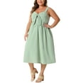 thumbnail image 1 of GRACE & GRANDEUR Vestido Cami de Talla Grande para Mujeres, Vestido Midi Flowy de Primavera Verano con Lazo Bonito 1X Verde, 1 of 8