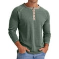thumbnail image 2 of JWD Mens Henley Long Sleeve T-Shirt Cotton Casual Shirt US VG Green L, 2 of 6