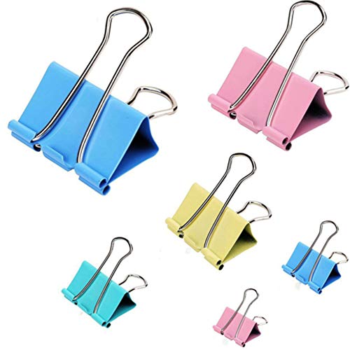 Colored Binder Clips Assorted Sizes, Jumbo, Large, Medium, Small, Mini